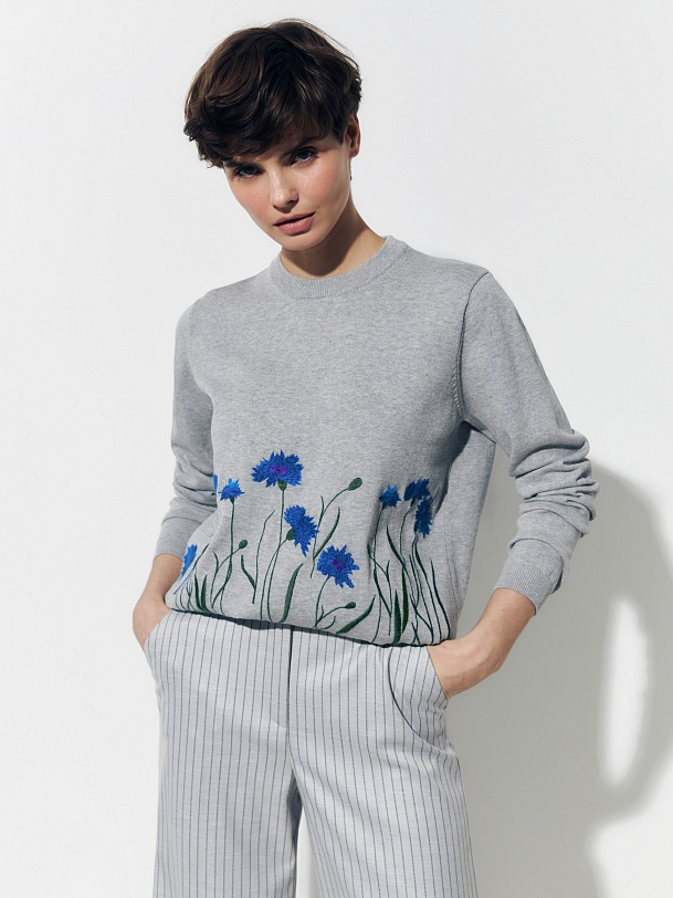Джемпер из хлопка с вышивкой
