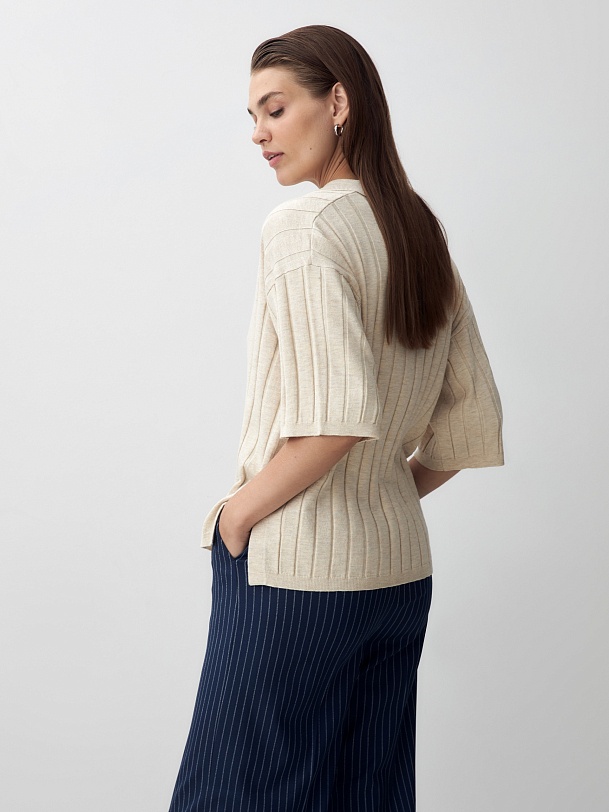 Вязаный джемпер-поло из вискозы