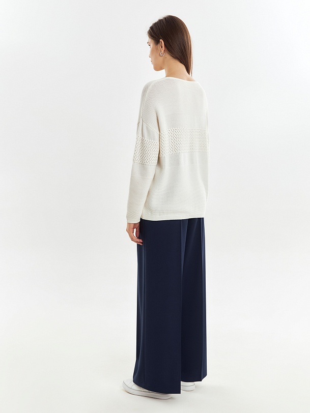 Джемпер комбинированной вязки из вискозы и хлопка