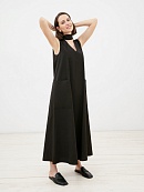 Платье летнее черное без рукавов с поясом POMPA арт.4135770cl0499