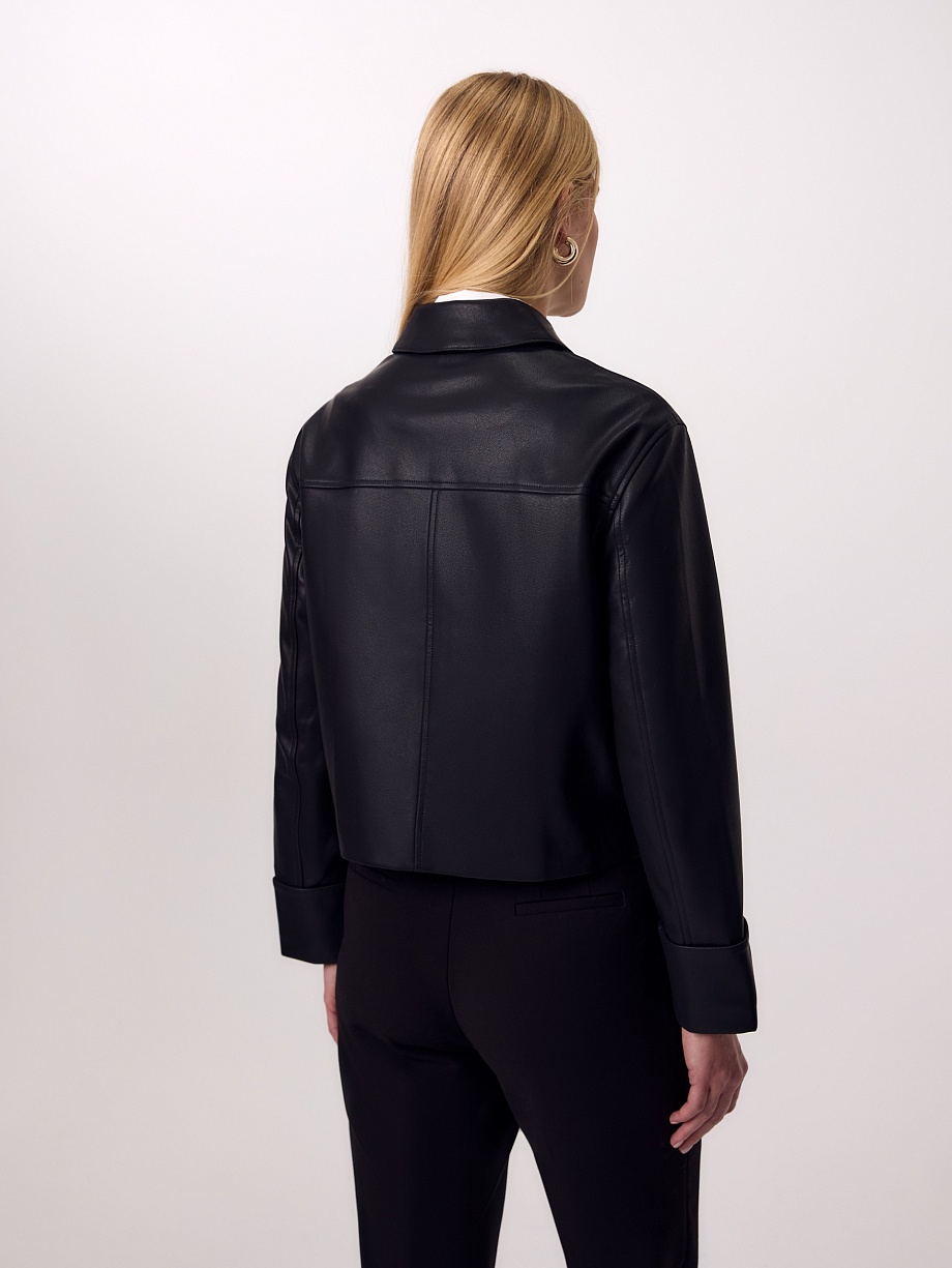 Укороченный жакет из экокожи