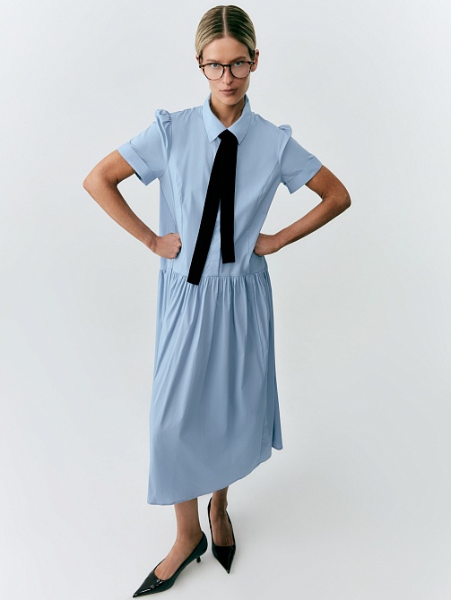 Хлопковое платье-рубашка