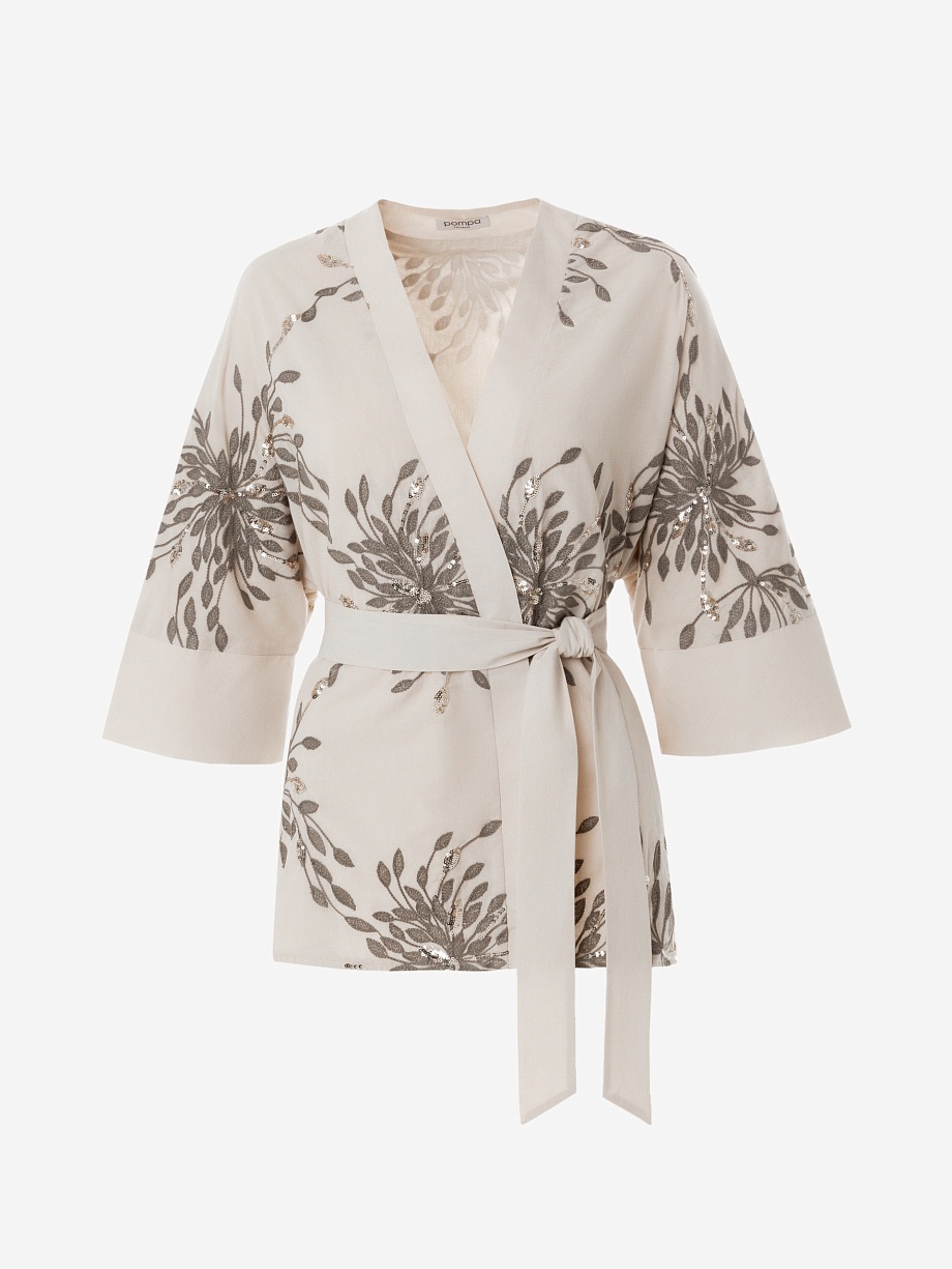 Жакет-кимоно из 100% хлопка с вышивкой
