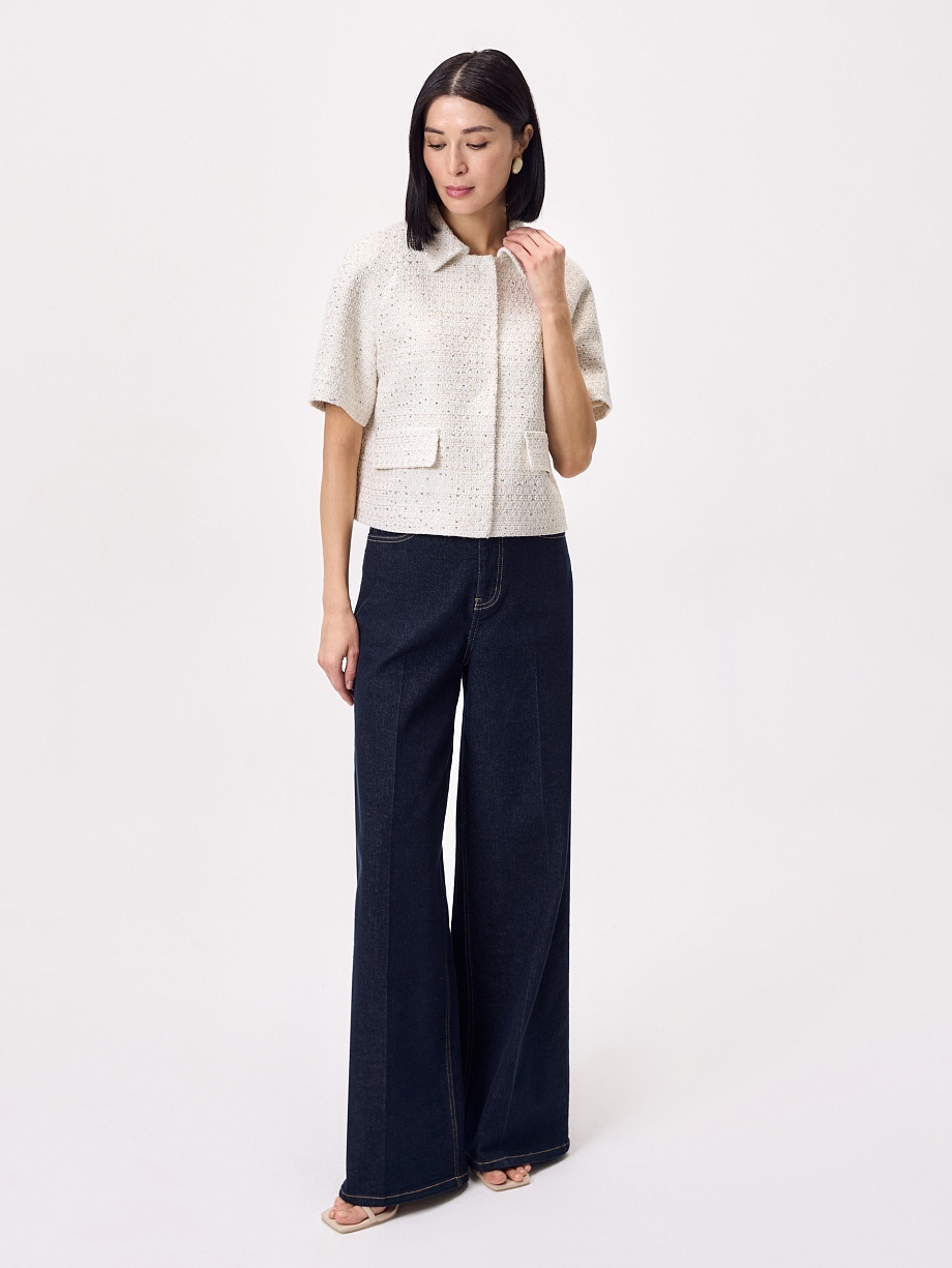 Укороченный жакет из твида с добавлением люрекса