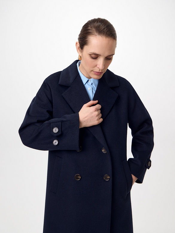 Пальто из шерсти с мембраной, утеплённой спинкой и съёмным капюшоном POMPA арт.1015391p90864