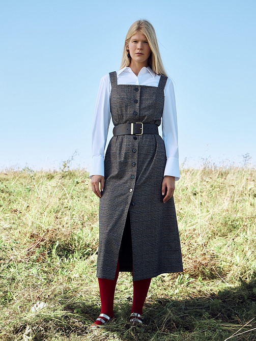 Сарафан из костюмной ткани в клетку