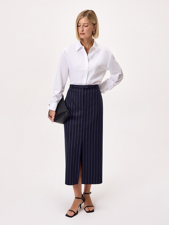 Юбка-миди из костюмной ткани с полосками люрекса POMPA арт.3121543se0190