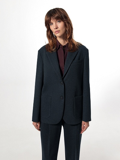 Жакет однобортный из костюмной ткани POMPA