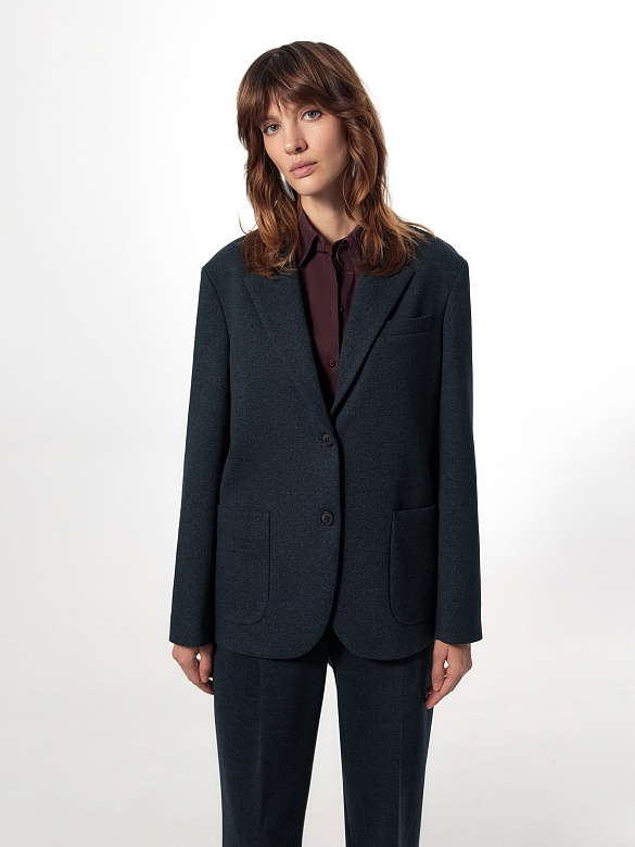 Жакет однобортный из костюмной ткани POMPA арт.2101192cl0591