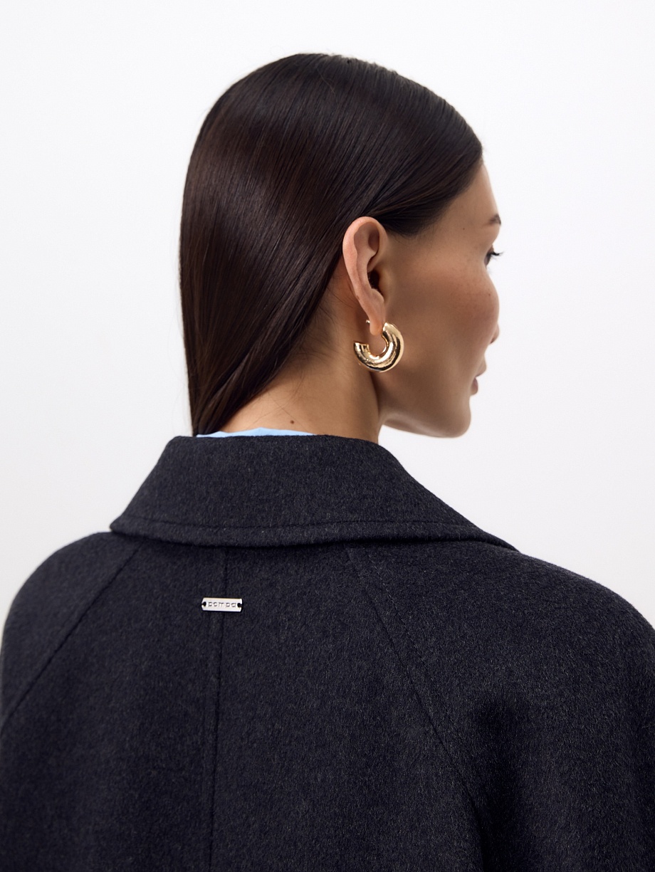 Пальто из шерсти с мембраной, утеплённой спинкой и съёмным капюшоном