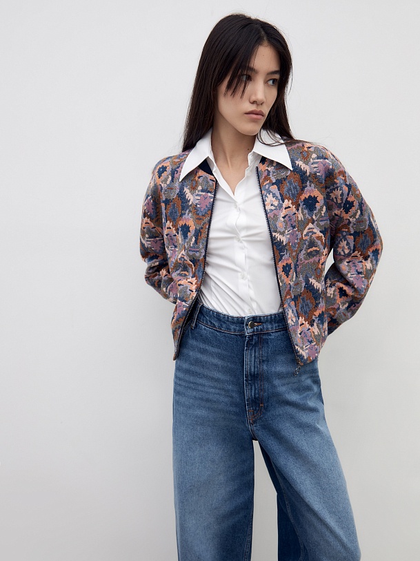 Стильный жаккардовый жакет в этническом стиле