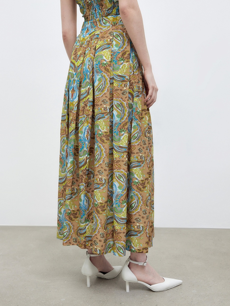 Юбка макси из натуральной ткани в этническом принте