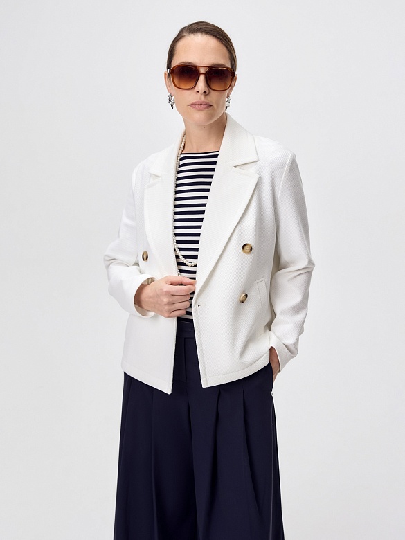 Укороченный жакет из фактурного трикотажа POMPA арт.3103050re0903