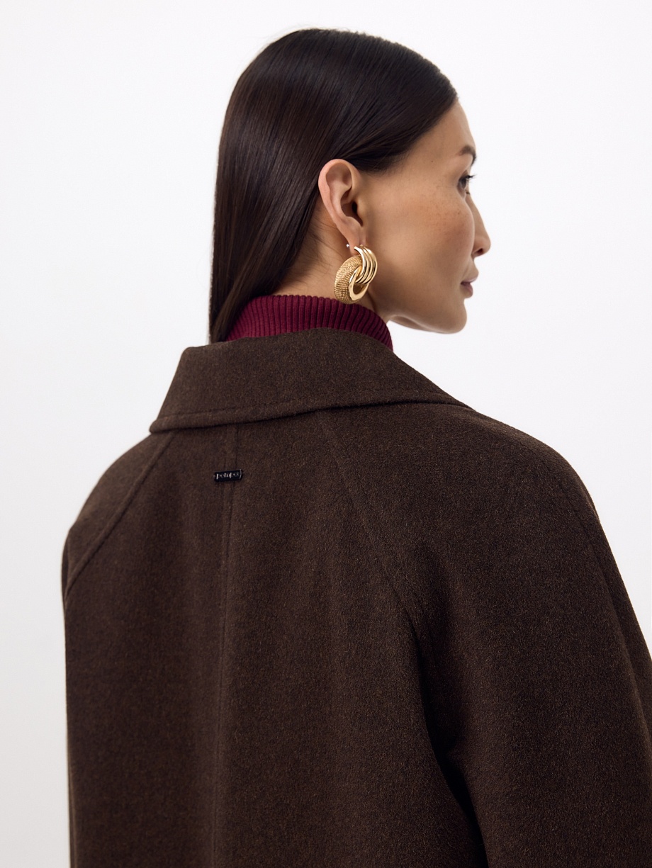 Пальто из шерсти с мембраной, утеплённой спинкой и съёмным капюшоном