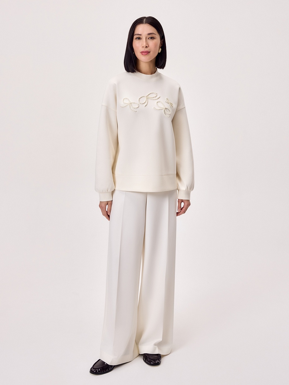 Хлопковый свитшот с декоративной вышивкой
