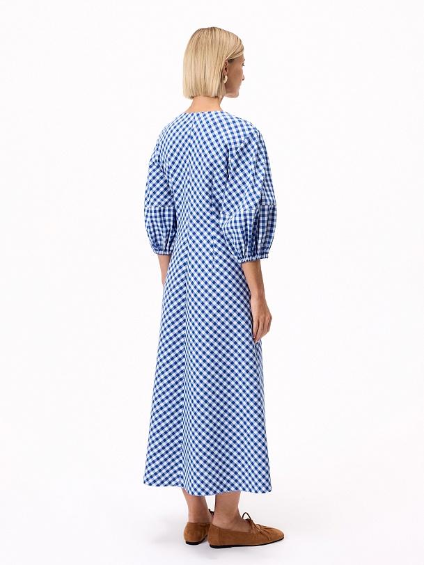 Платье из хлопка с объемными рукавами 