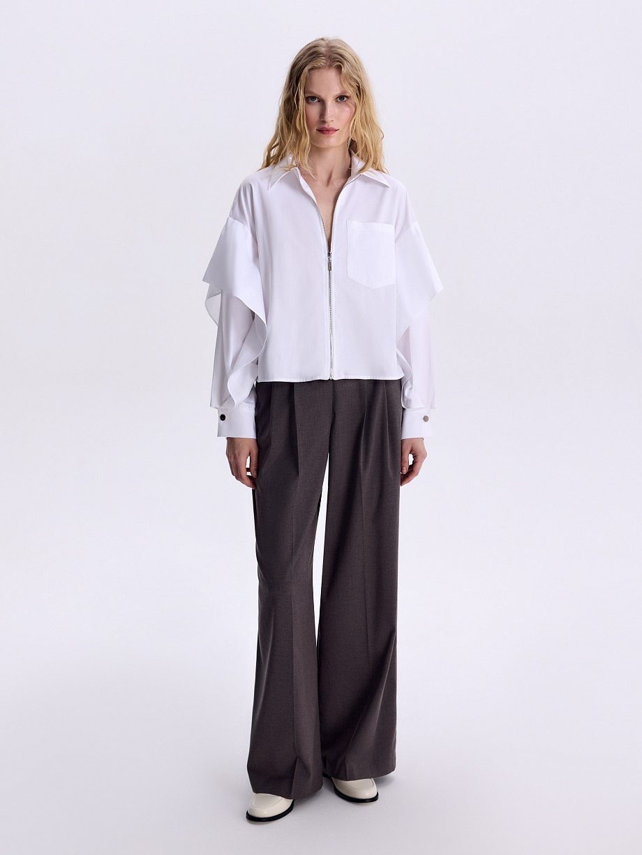 Брюки-палаццо из костюмной ткани