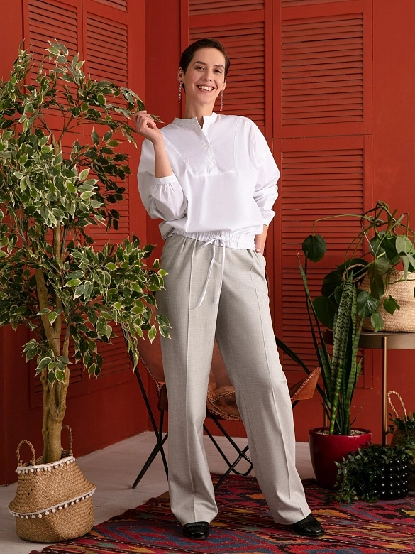 Широкие брюки женские цвет Серый арт.3118291nc0291 купить винтернет-магазине Pompa