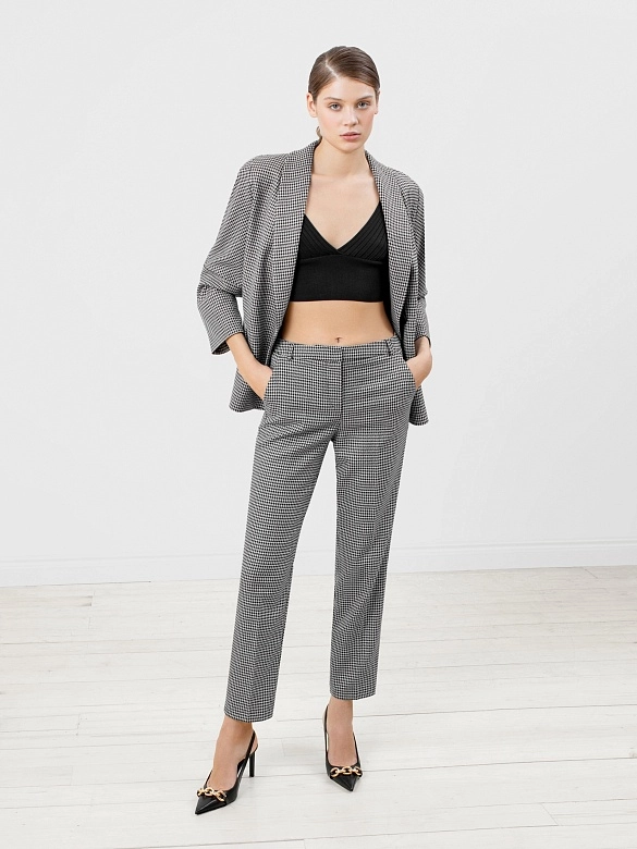 Классические женские брюки со стрелками цвет Черно-белый арт.1118932ca0198купить в интернет-магазине Pompa